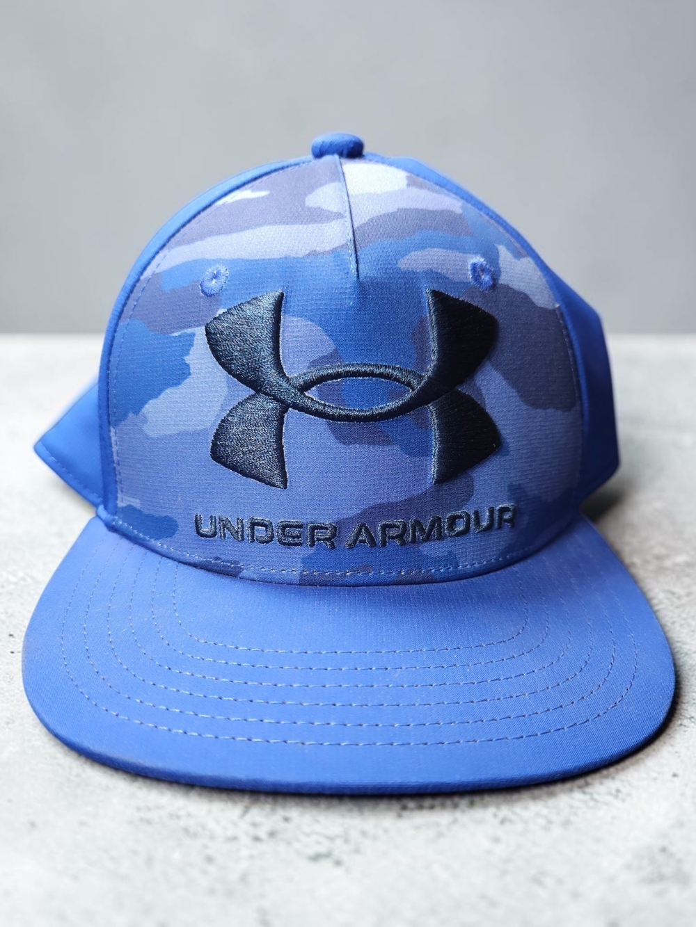 Under Armour Blue Camo Snapback Hat with Black Logo